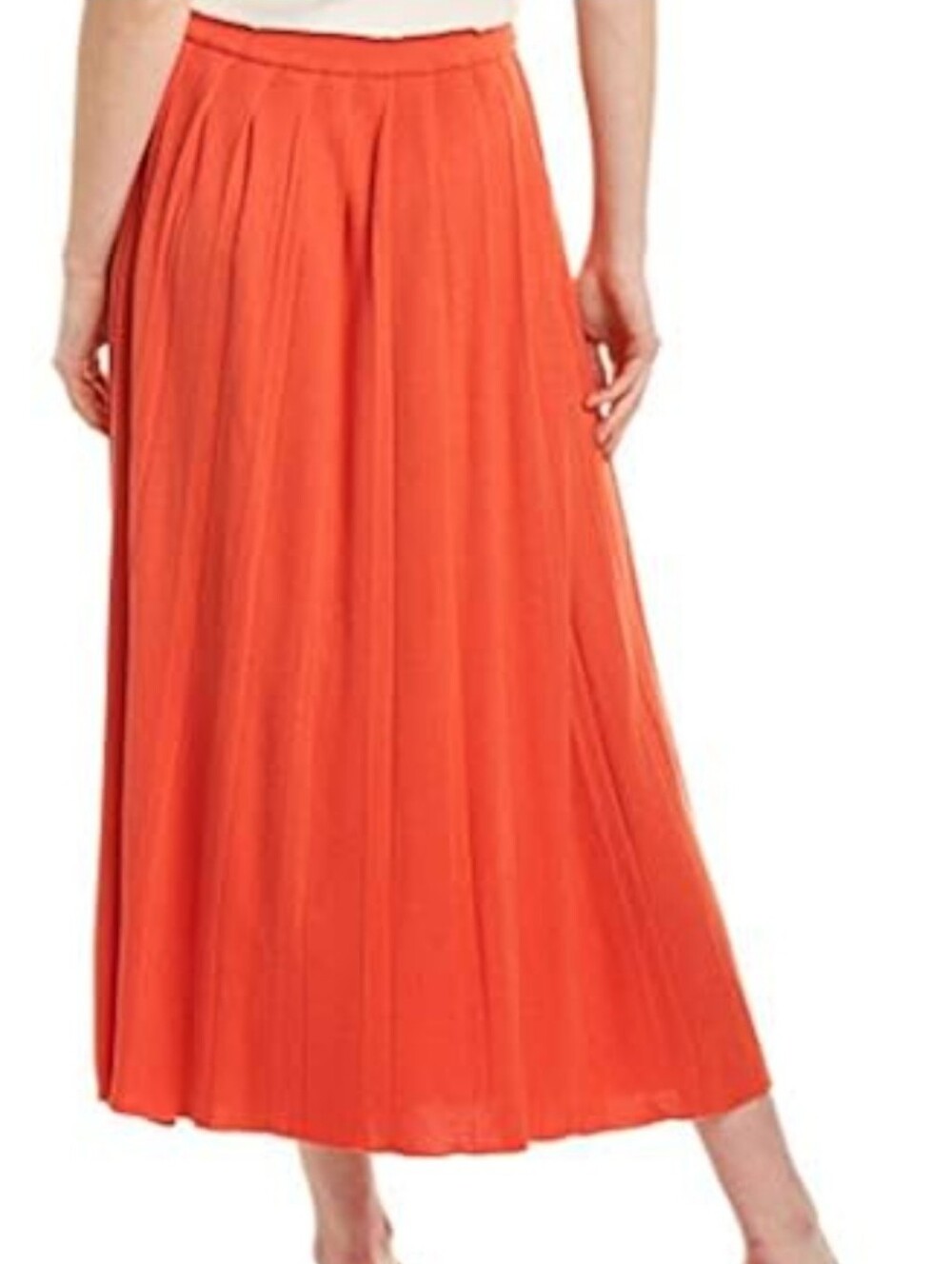 Mara Hoffman Antonia Knit Pleated Midi Skirt Orange Sz Small **Read Description*
